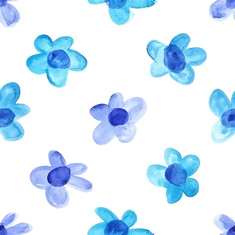Premium Photo Blue Simple Watercolor Flowers Isolated Over A White
