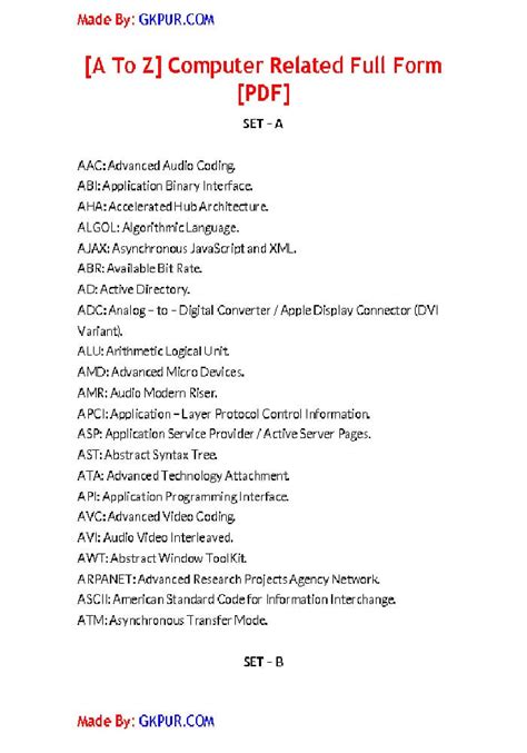 Pdf Computer Parts Full Form List A To Z Pdf Download Instapdf