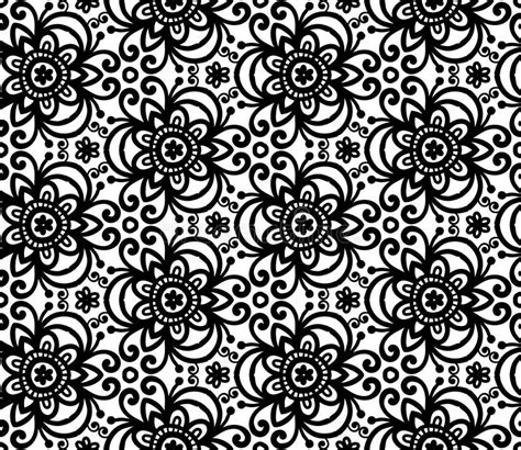 Black And White Seamless Floral Design Pattern Stock Vector