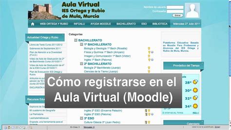 C Mo Registrarse En El Aula Virtual Moodle Youtube