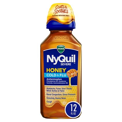 Vicks Nyquil Severe Honey Cold And Flu Medicine 12 Oz Fsa Eligible
