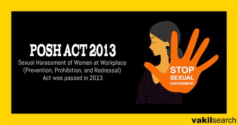 Posh Act 2013 Rules And Prevention Of Sexual Harassment At Workplace