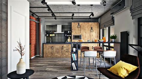 Interior Design Loft Apartment Bedroom Kitchen Living