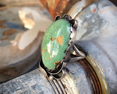 Vintage Navajo Green Turquoise Ring For Women Or Men Size Native
