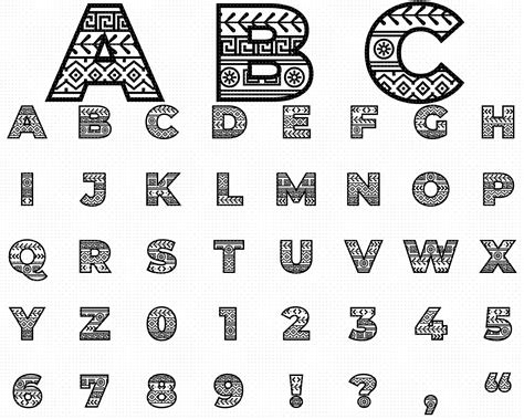Tribal Alphabet Svg Tribal Letters Svg Tribal Numbers Svg Etsy Uk