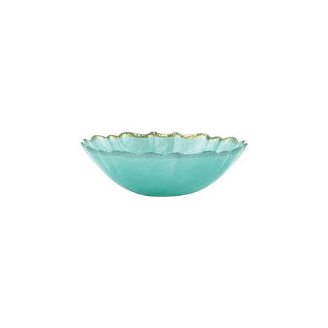 Viva Vietri Baroque Glass Aqua Small Bowl Set Of 4 Distinctive Decor