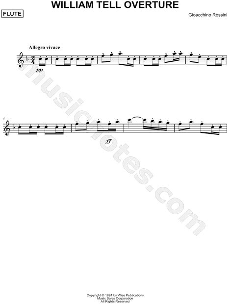 William Tell Overture Flute Solo - Gioacchino Rossini "William Tell Overture [Main Theme]" Sheet Music