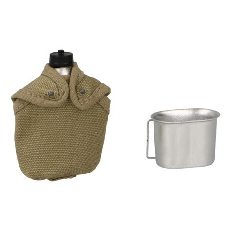 Canteen With Cup And Pouch Khaki Little French Army Machinegun