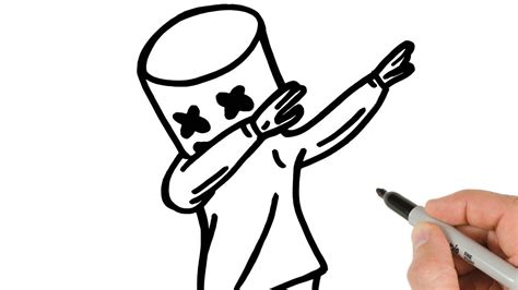 How To Draw Marshmello Dabbing Step By Step YouTube