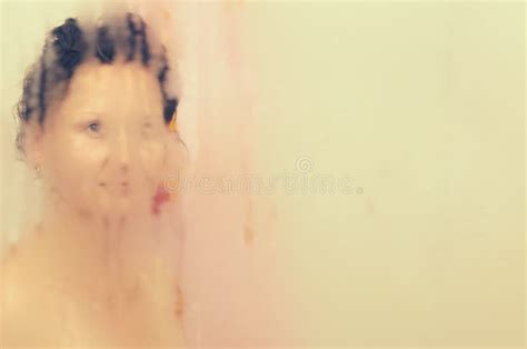 The Girl Takes A Shower In The Bathroom Stock Photo Image Of Human