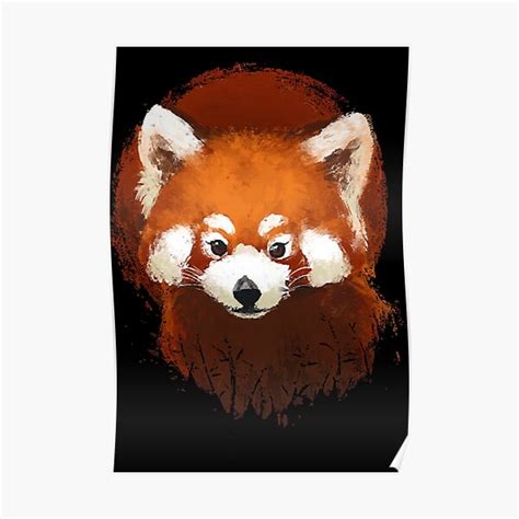 Red Panda Sunset Cute Fluffy Animal Ink Painting Poster For Sale