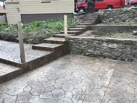 Stamped Concrete Overlay Patio and Stairs in Sussex County, NJ