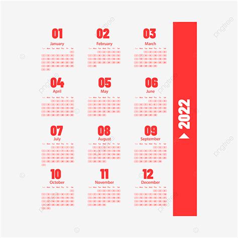 Gambar Desain Unik 2022 Kalender Tahun Baru Biru Merah Merah Tata