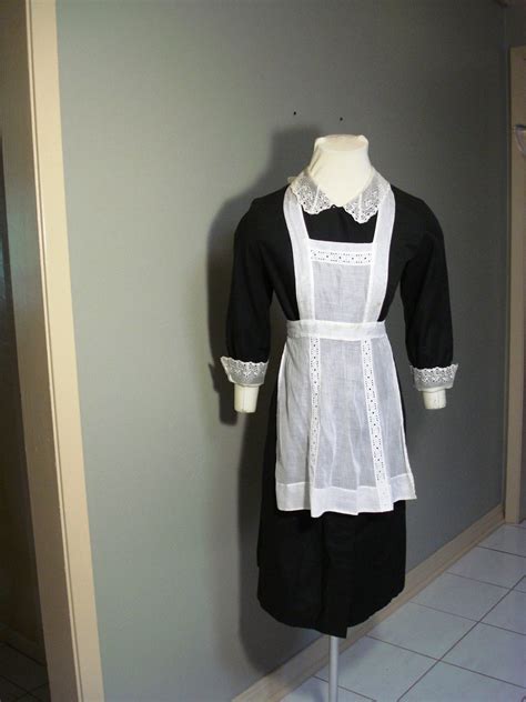 Vintage House Maids Uniform With Lace Cuffs And Collar