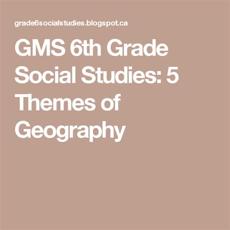 Gms 6th Grade Social Studies 5 Themes Of Geography 6th Grade Social