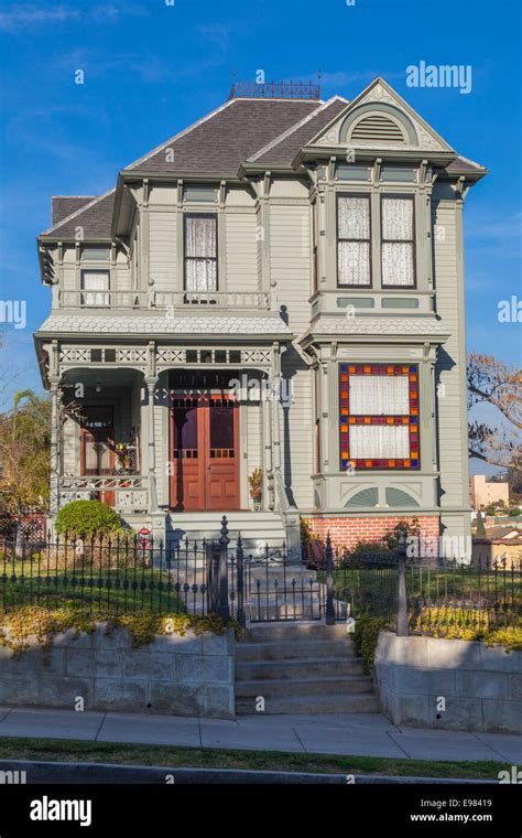 Victorian Homes In Angelino Heights Los Angeles California Usa Stock