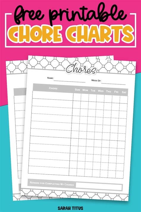 Top Chore Chart Free Printables To Download Instantly In 2021 Free
