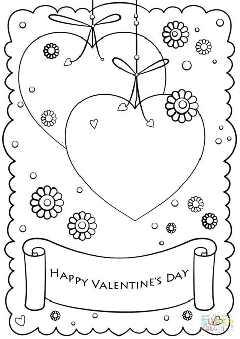 Valentine S Day Coloring Page With Hearts And Flowers
