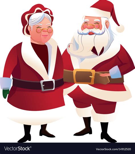 cute couple mr and mrs santa claus characters vector image