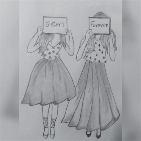 Two Sisters Coloring Pages Outline Sketch Drawing Vec