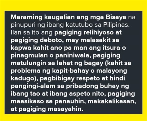 Ano Ang Kaugalian Ng Mga Visayas Brainlyph