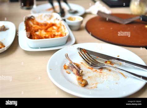 A Picture Of The Table After Dinner Stock Photo Alamy