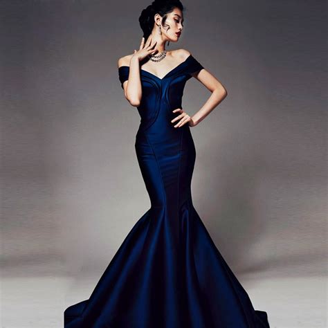 Women Formal Dresses Mermaid Simple Dark Blue Elegant Evening Gowns
