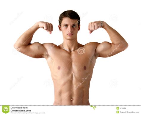 Muscular Man Flexing His Biceps Royalty Free Stock Images