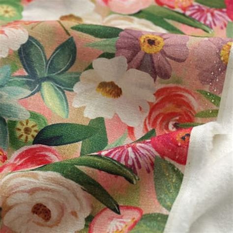 Floral Linen Fabric Etsy
