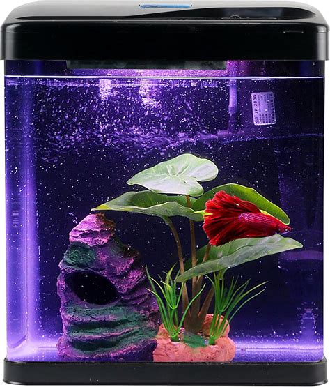 Betta Fish Tank Self Cleaning Glass 2 Gallon Small Nano Aquarium