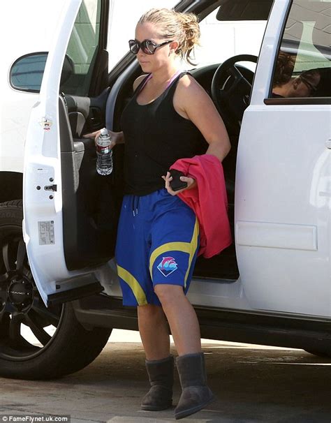 Kendra Wilkinson Dresses For Comfort In Bizarre Tank Top Gym Shorts And Ugg Boots Daily Mail
