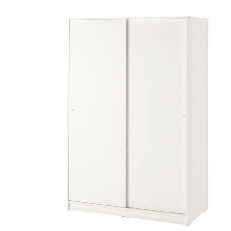 Kleppstad Wardrobe With Sliding Doors White 117x176 Cm Ikea