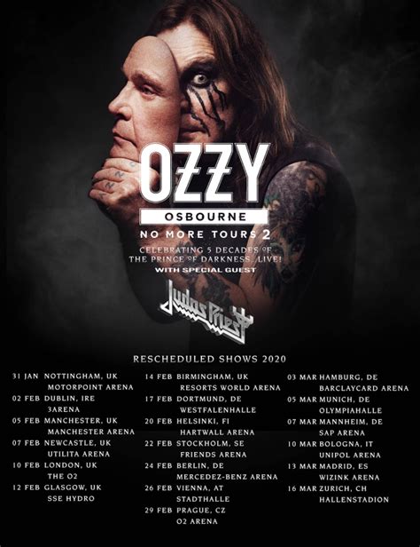 Ozzy Osbourne Announces Rescheduled No More Tours 2 2020 Uk And European Dates With Judas Priest