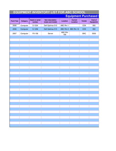 School Inventory List | Templates at allbusinesstemplates.com