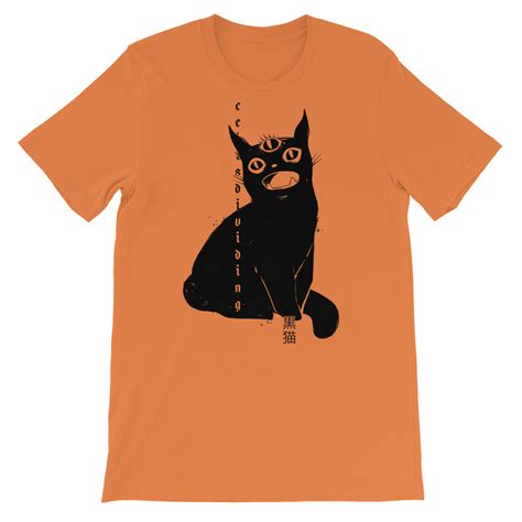 Black Cat Unisex T Shirt Burnt Orange Cellsdividing