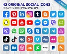 42 Social Media Icons Set in PNG SVG EPS. Vector Social | Etsy
