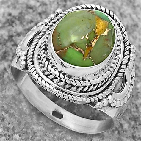 Copper Green Turquoise Arizona 925 Sterling Silver Ring S 8 Jewelry