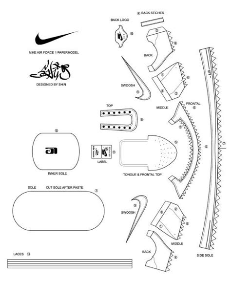 Blog Paper Toy Papercraft Nike Af1 Template Preview Nike Air Force 1 De