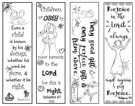 Bible Verse Bookmarks For Children Bw Color Your Own Print