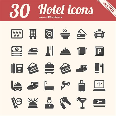Hotel Icons Pack Free Vector