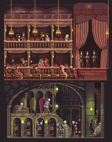 Scene 41 Night At The Opera Pixel Art Illustrations By Octavi
