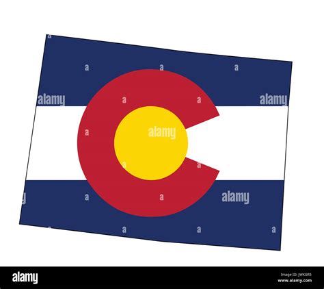 State Map Outline Of Colorado Over A White Background With Inset Flag
