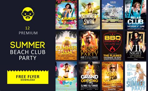 12 Premium Summer Beach Club Party Free Flyer Download Free Download