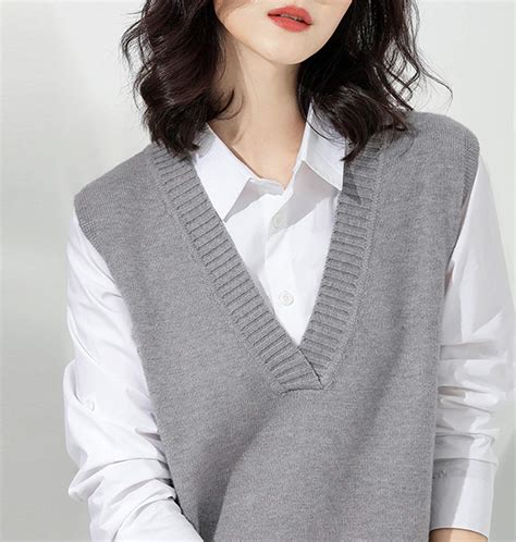 Gihuo Womens Casual V Neck Knitted Pullover Sleeveless Sweater Vest