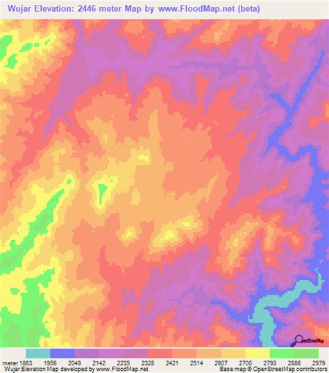 The sīstān depression of the southwestern plateau is roughly 1,500 to 1,700 feet (450 to 500 metres) in elevation. Elevation of Wujar,Afghanistan Elevation Map, Topography ...