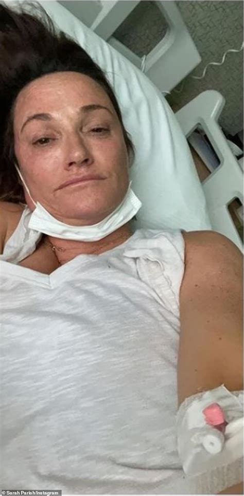 Sarah Parish Arrives Home In The UK After Fracturing Her Spine While On