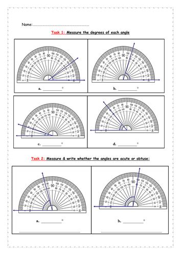 Measuring Angles With Protractors Worksheets