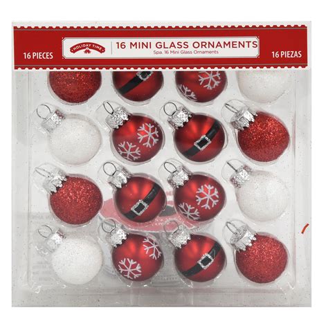 Holiday Time Mini Glass Ornaments Assorted Designs 16 Count Walmart