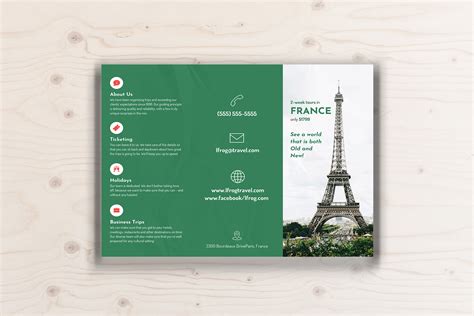 green photo centric trifold travel brochure idea