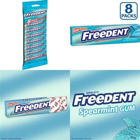 Wrigleys Freedent Spearmint Gum 5 Stick Pack 8 Count 380 Ounce Ebay